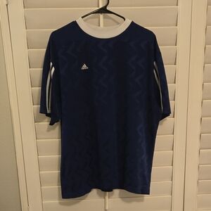 Adidas Navy and White Tee
